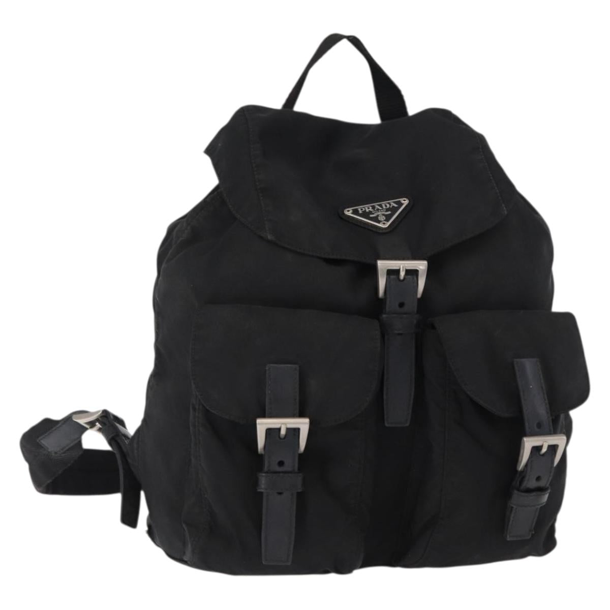 PRADA Backpack Nylon Black Silver Auth bs31160