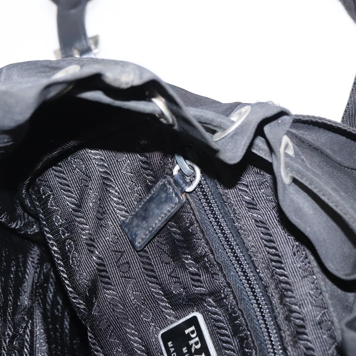 PRADA Backpack Nylon Black Silver Auth bs31160