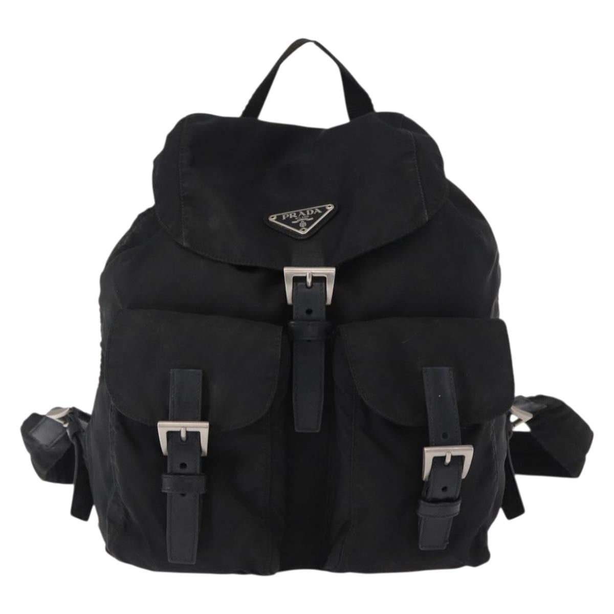 PRADA Backpack Nylon Black Silver Auth bs31160