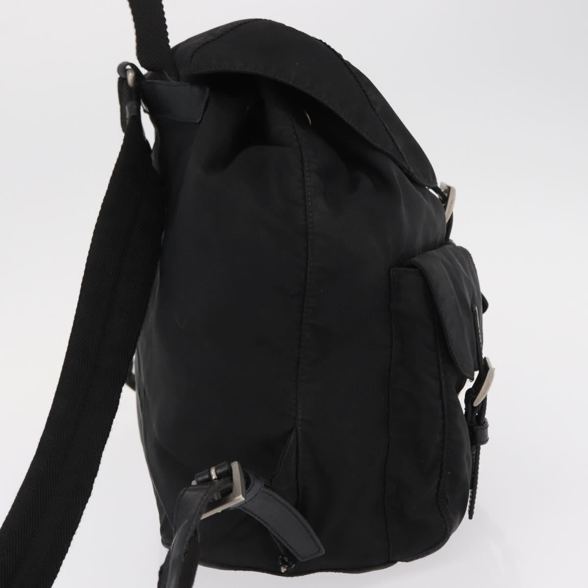 PRADA Backpack Nylon Black Silver Auth bs31160