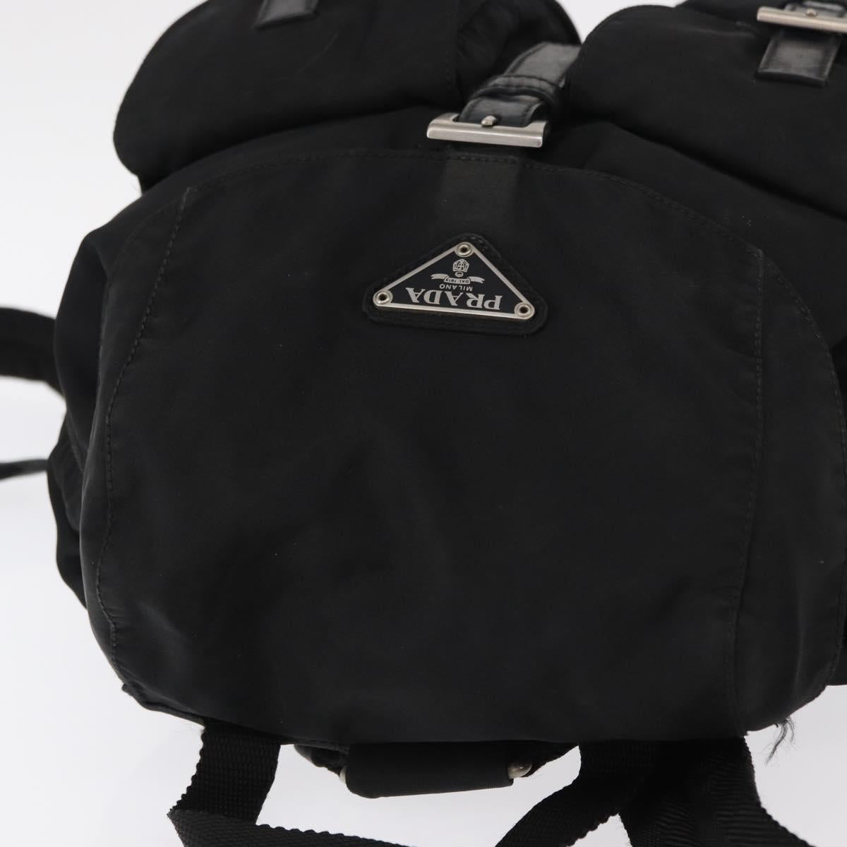 PRADA Backpack Nylon Black Silver Auth bs31160