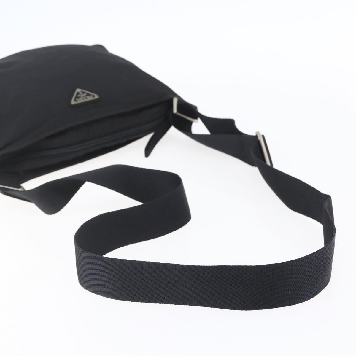 PRADA Shoulder Bag Nylon Black Silver Auth bs31163