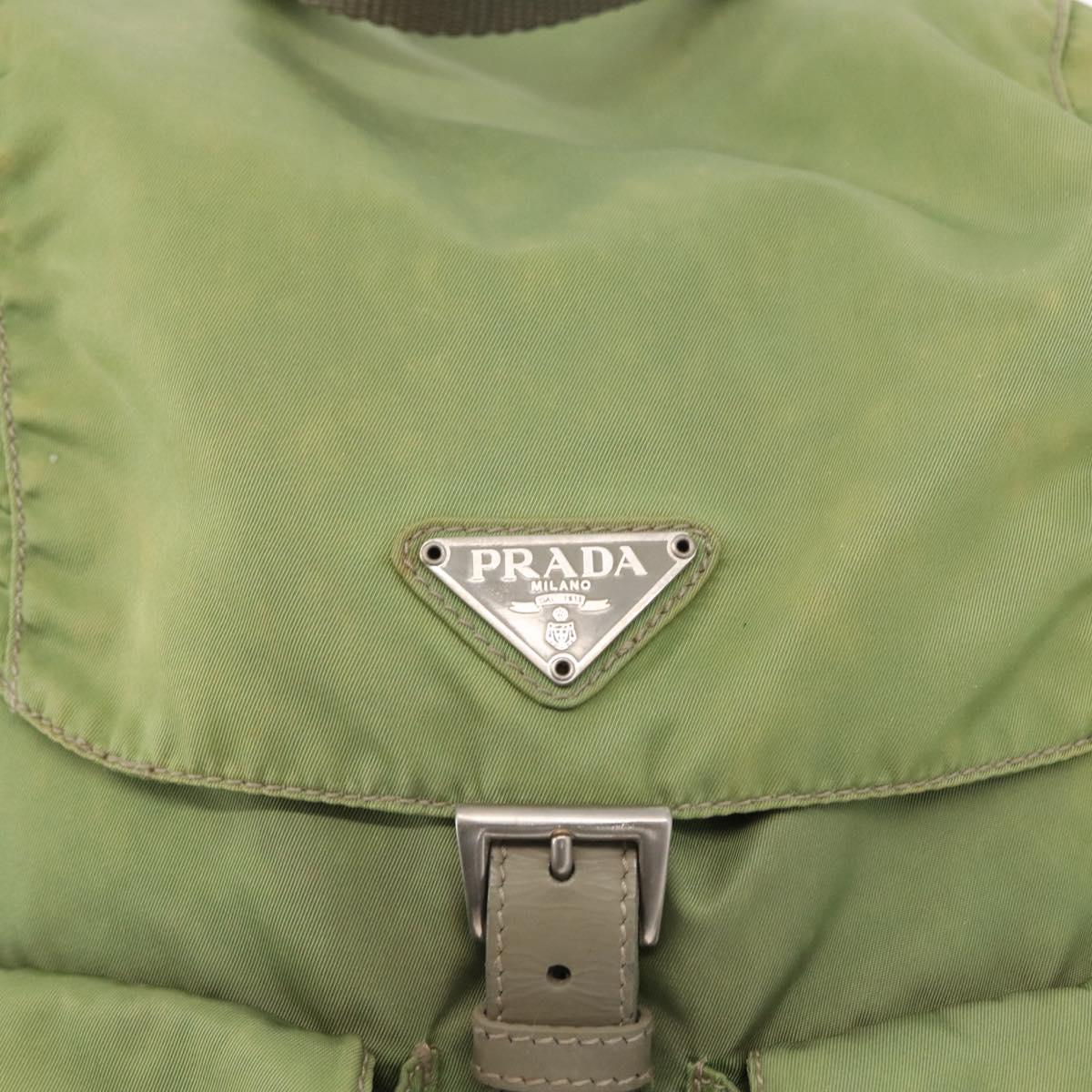 PRADA Backpack Nylon Green Silver Auth bs31165