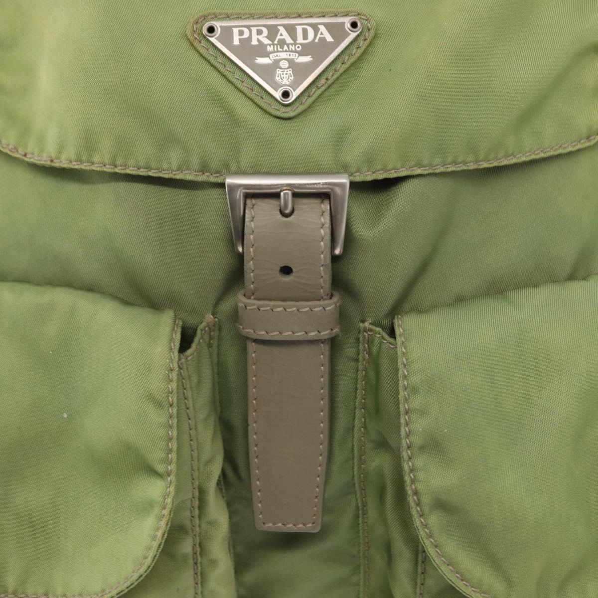 PRADA Backpack Nylon Green Silver Auth bs31165