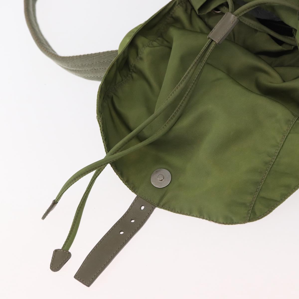PRADA Backpack Nylon Green Silver Auth bs31165