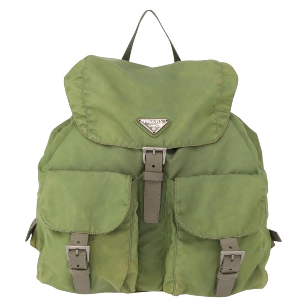 PRADA Backpack Nylon Green Silver Auth bs31165