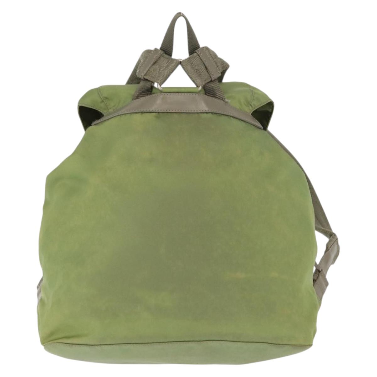 PRADA Backpack Nylon Green Silver Auth bs31165