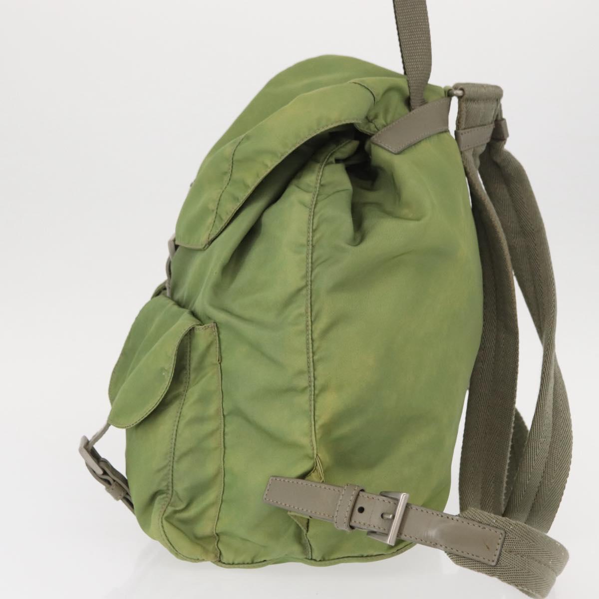 PRADA Backpack Nylon Green Silver Auth bs31165