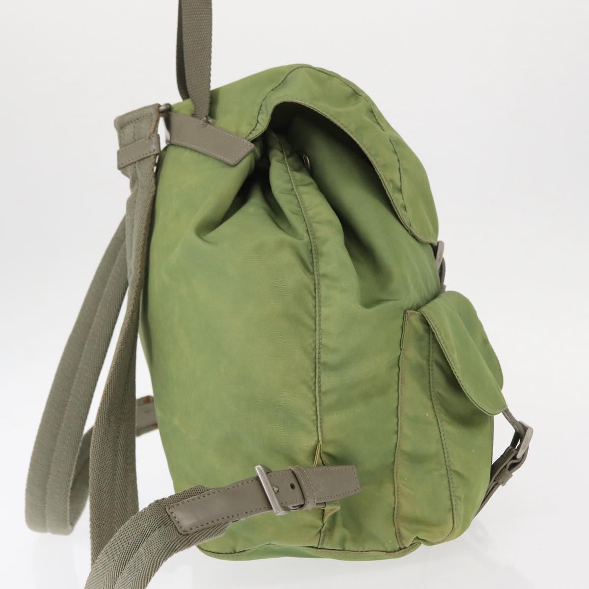 PRADA Backpack Nylon Green Silver Auth bs31165