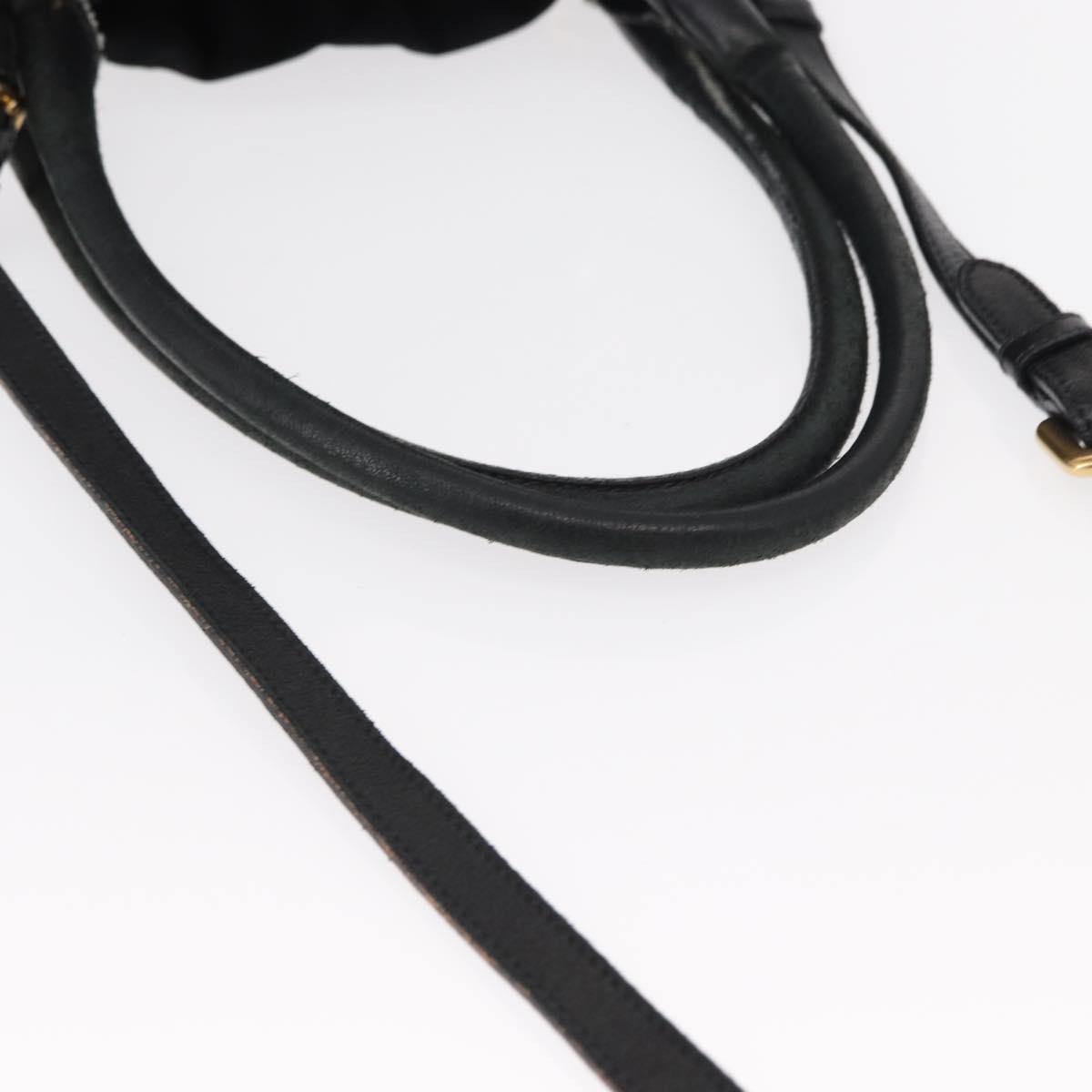 PRADA Tote Bag Nylon Leather 2way Black Gold Auth bs31167