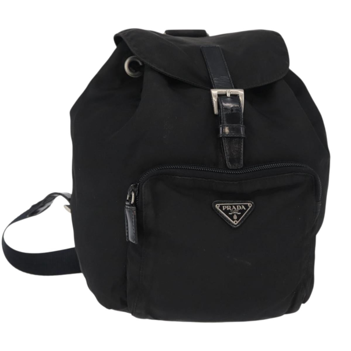 PRADA Backpack Nylon Black Silver Auth bs31169