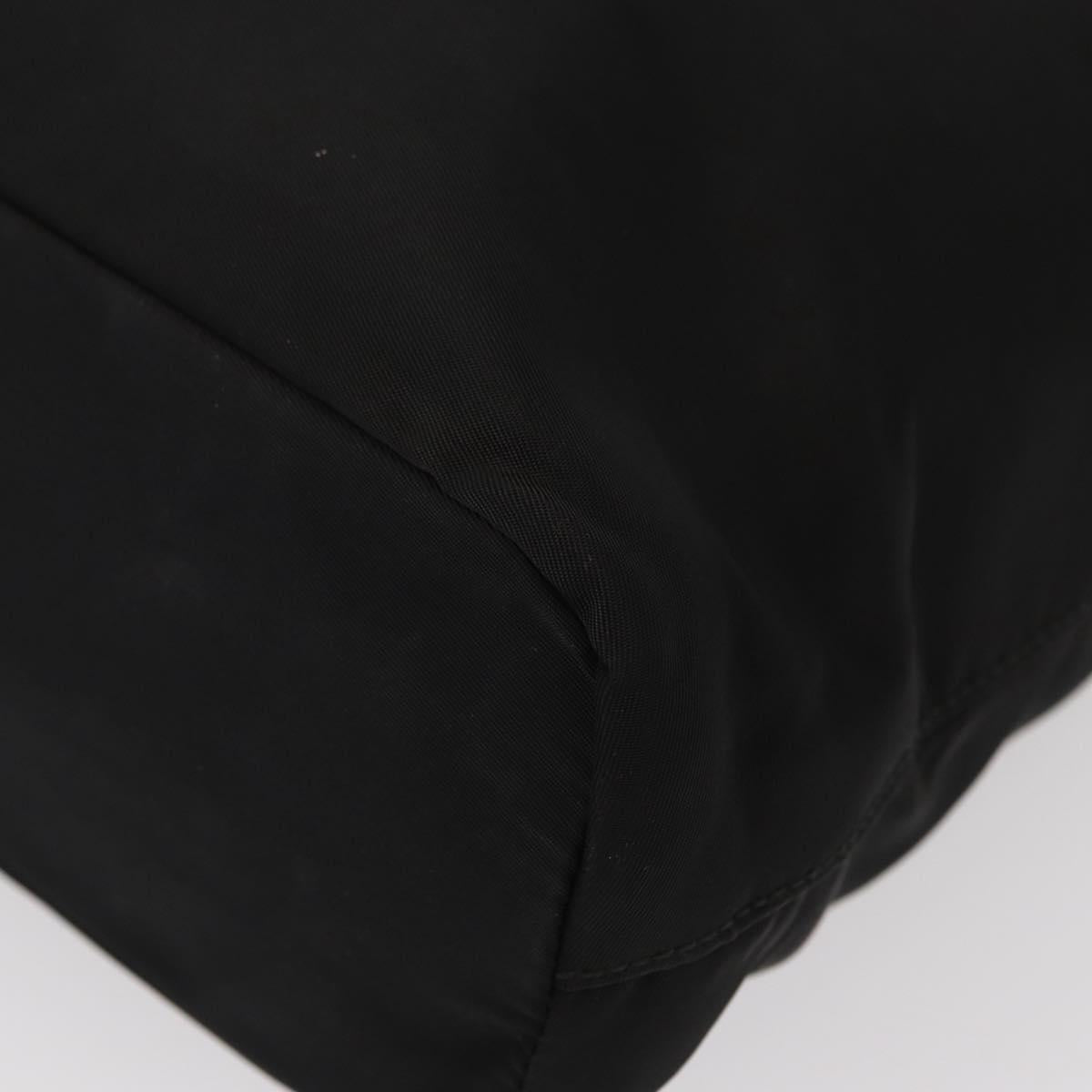 PRADA Tote Bag Nylon Black Silver Auth bs31170