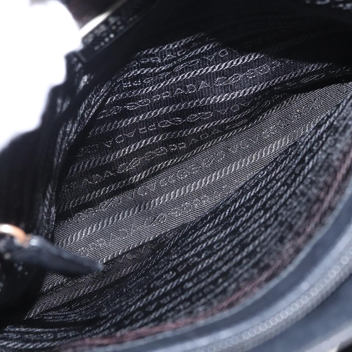 PRADA Tote Bag Nylon Black Silver Auth bs31170