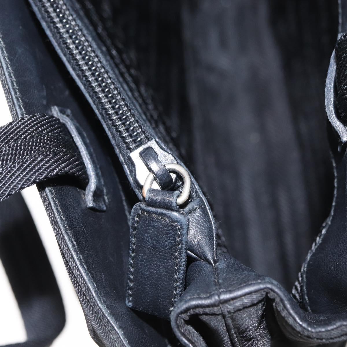 PRADA Tote Bag Nylon Black Silver Auth bs31170