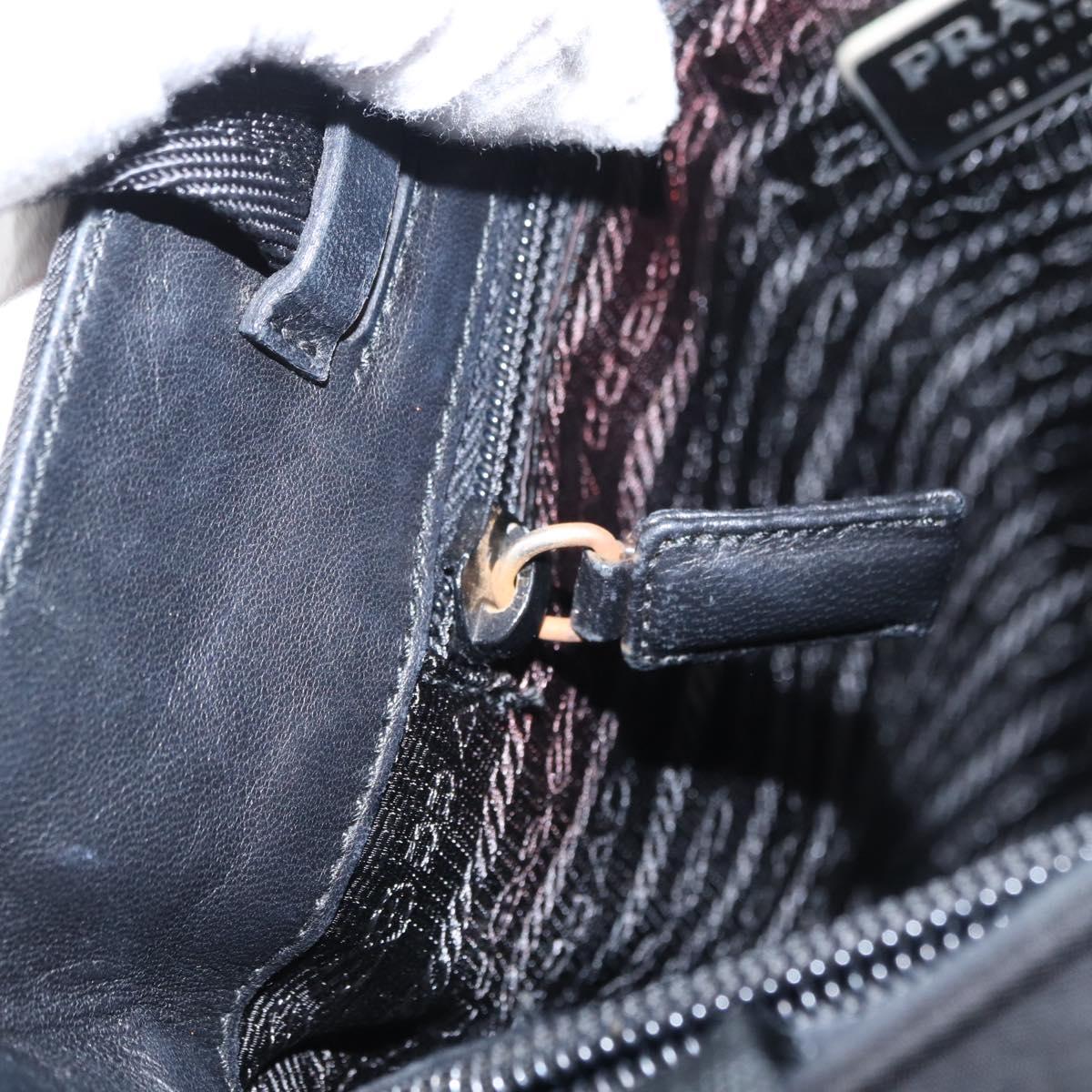 PRADA Tote Bag Nylon Black Silver Auth bs31170