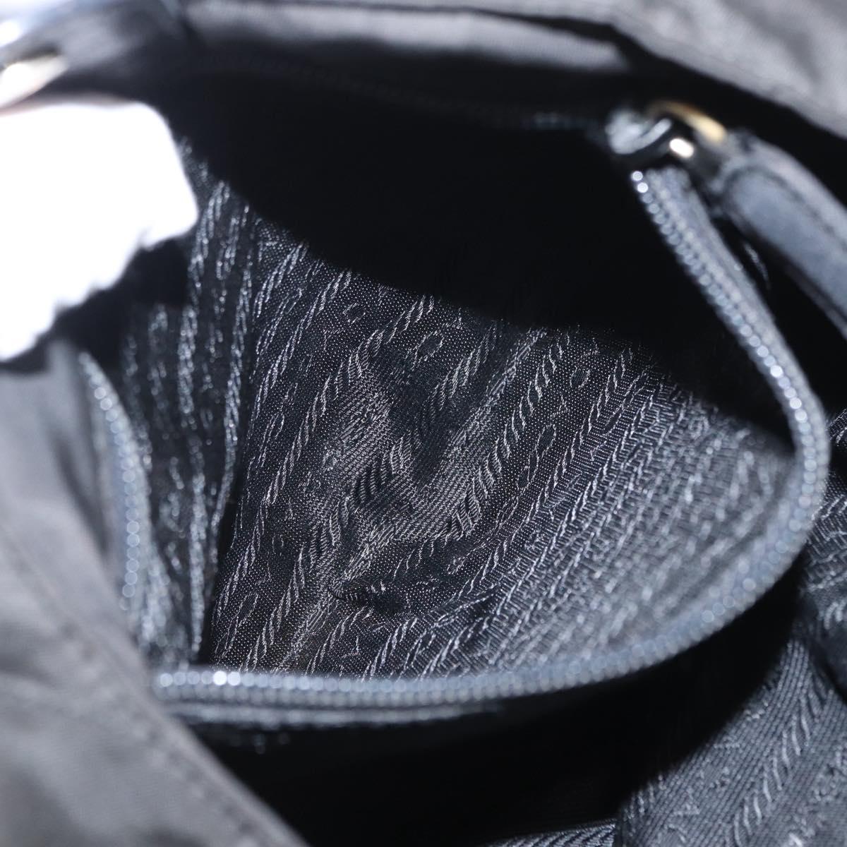 PRADA Chain Hand Bag Nylon Black Gold Auth bs31172