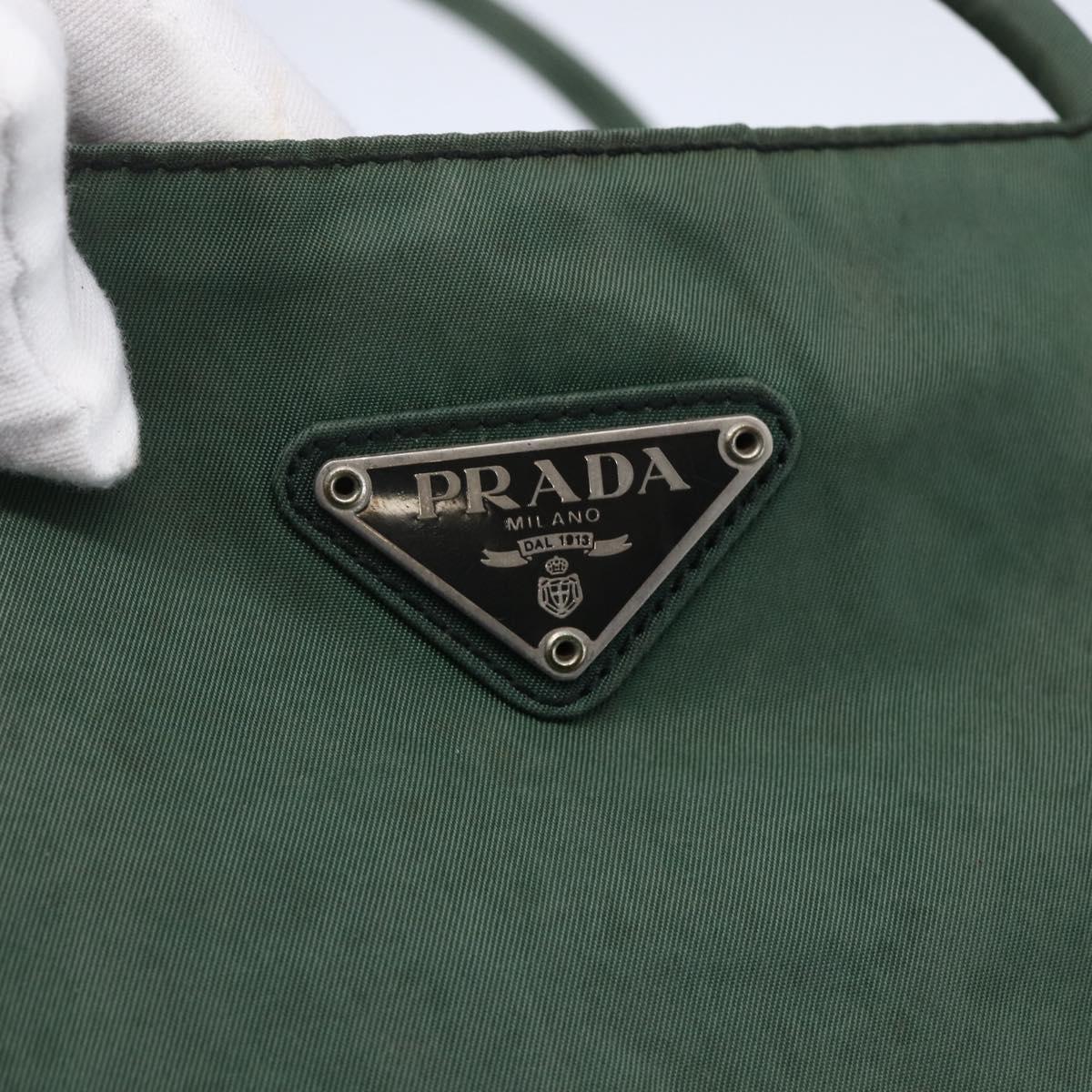 PRADA Tote Bag Nylon Khaki Silver Auth bs31174