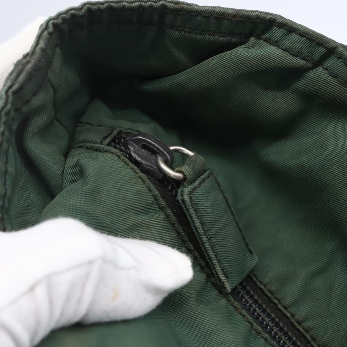 PRADA Tote Bag Nylon Khaki Silver Auth bs31174