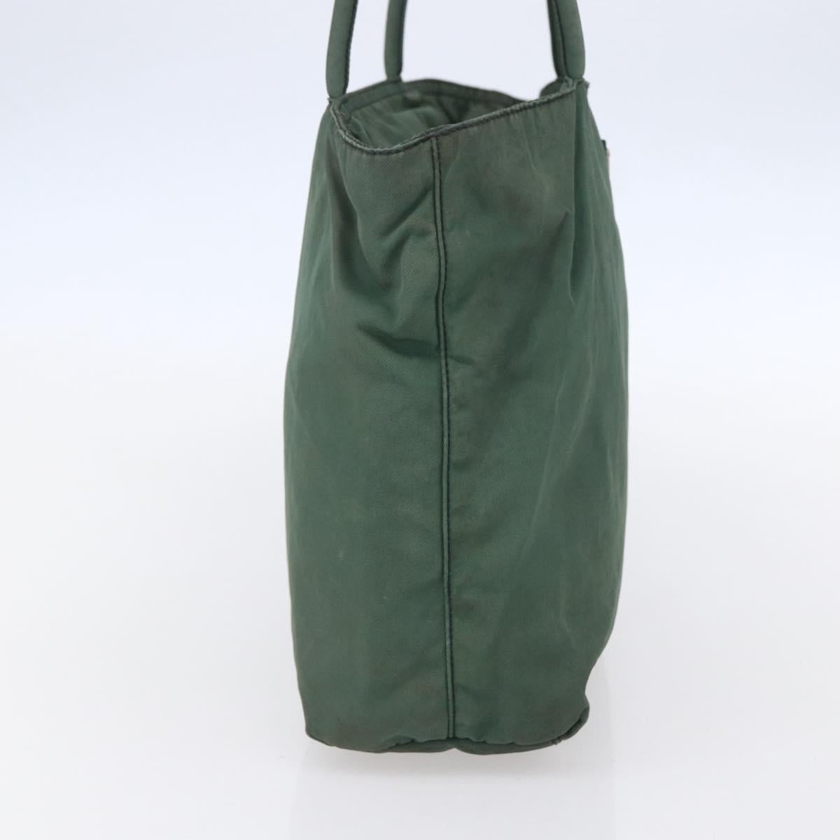 PRADA Tote Bag Nylon Khaki Silver Auth bs31174