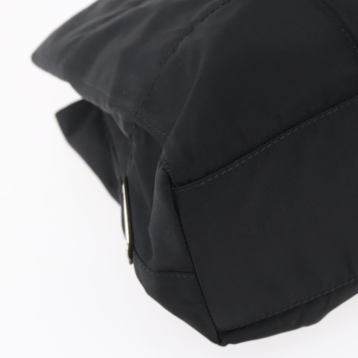 PRADA Tote Bag Nylon Black Silver Auth bs31175