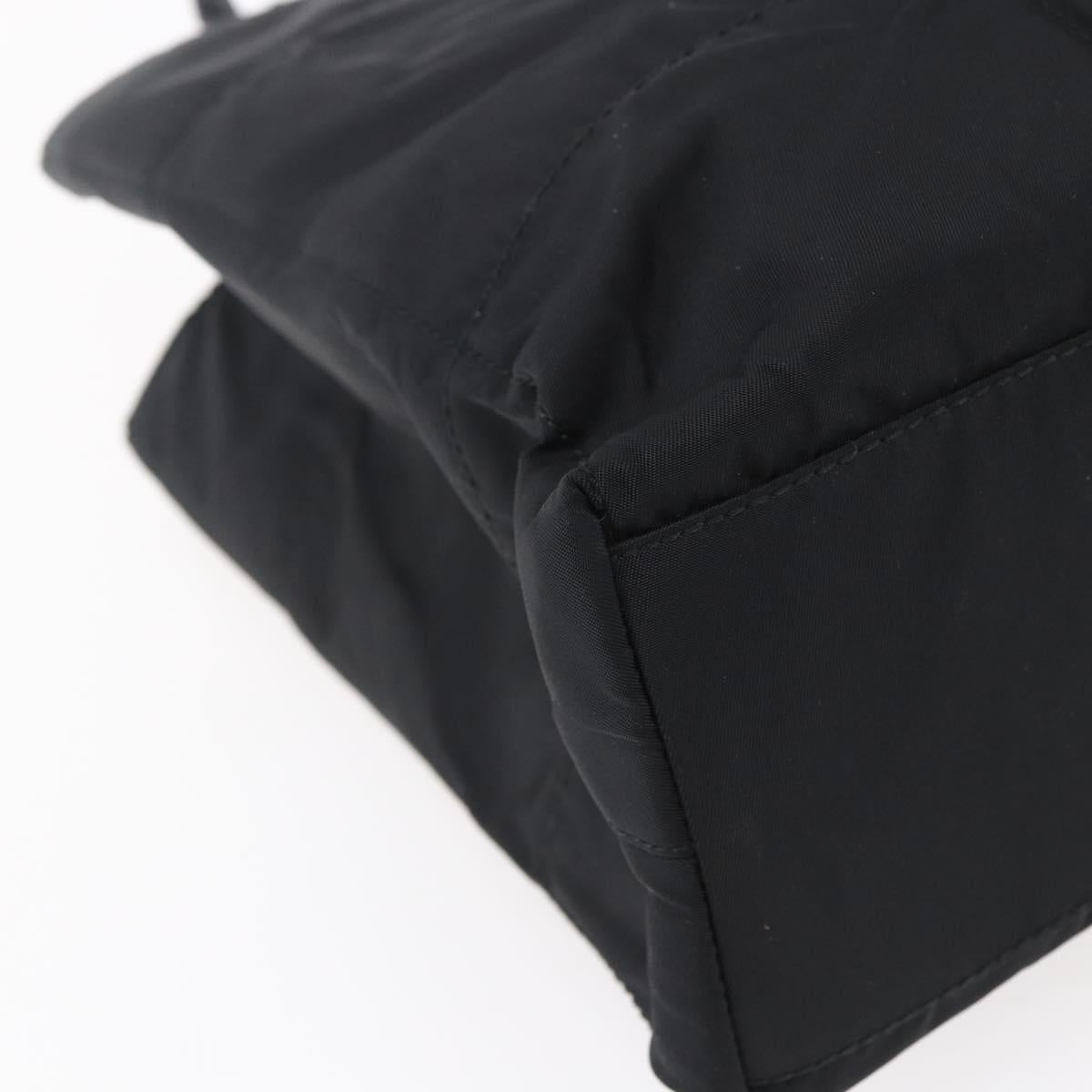 PRADA Tote Bag Nylon Black Silver Auth bs31175