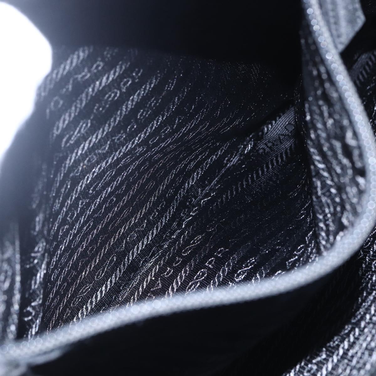 PRADA Tote Bag Nylon Black Silver Auth bs31175