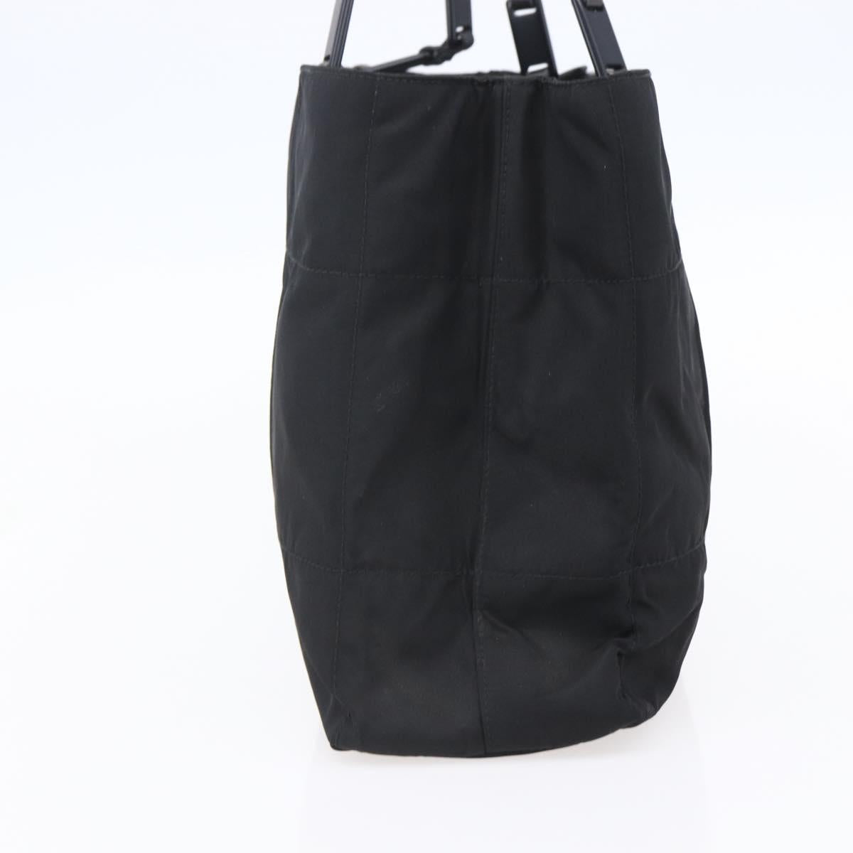 PRADA Tote Bag Nylon Black Silver Auth bs31175