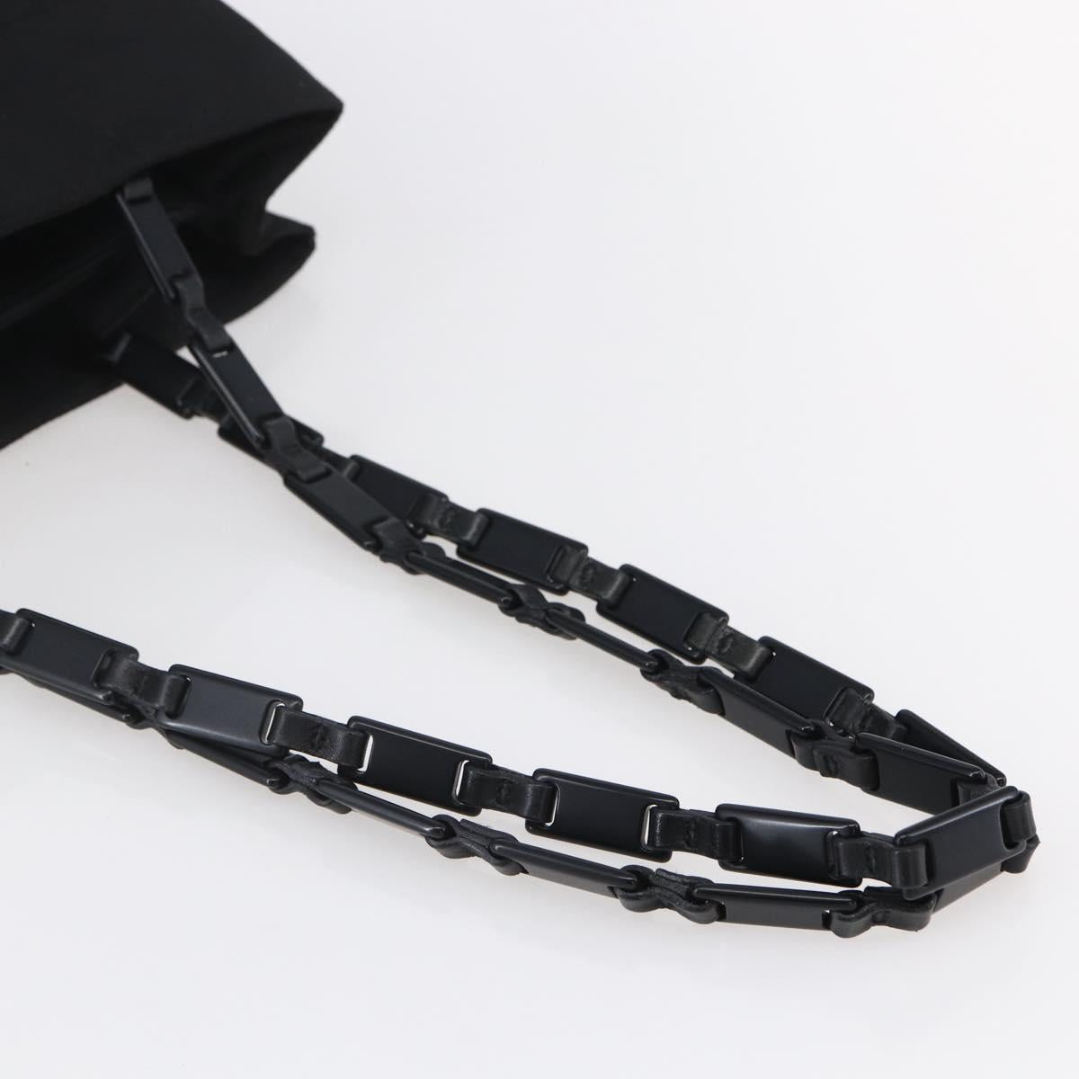 PRADA Tote Bag Nylon Black Silver Auth bs31175