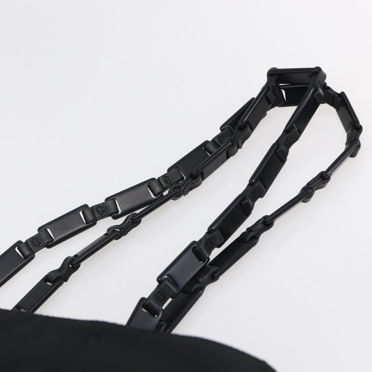 PRADA Tote Bag Nylon Black Silver Auth bs31175