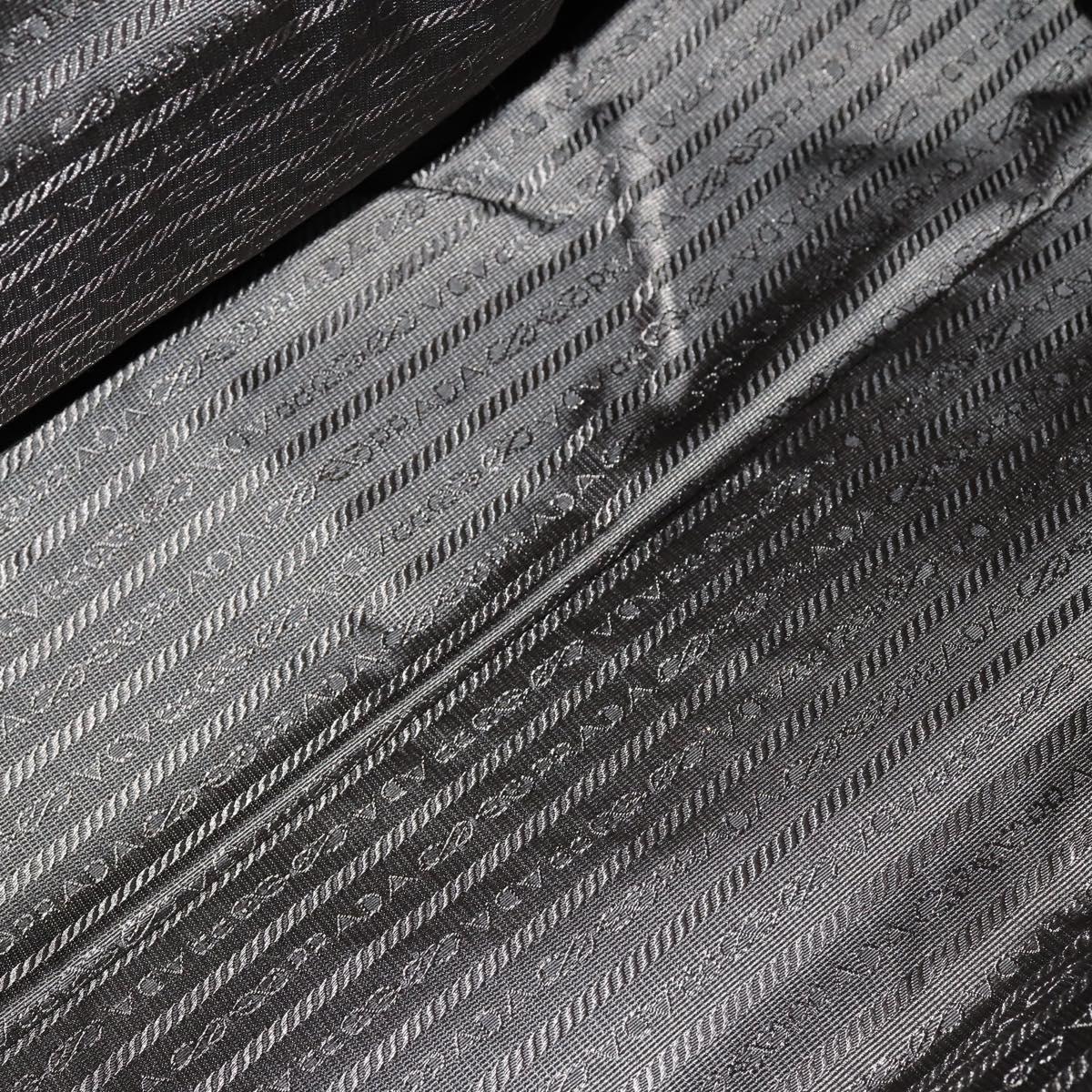 PRADA Boston Bag Nylon Leather Khaki Silver Auth bs31176