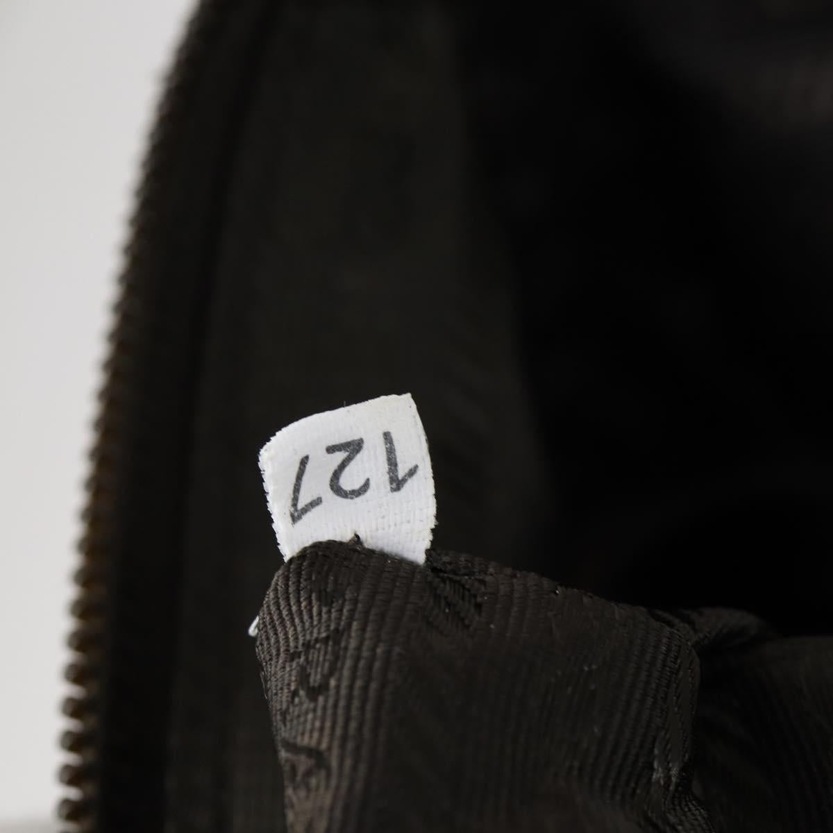 PRADA Boston Bag Nylon Leather Khaki Silver Auth bs31176