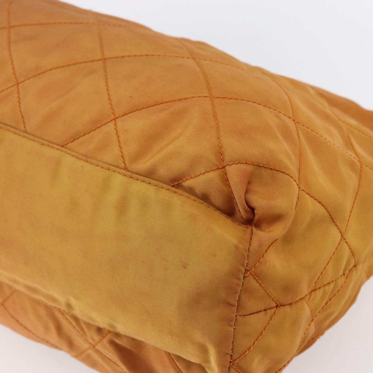 PRADA Chain Shoulder Bag Nylon Orange Gold Auth bs31177