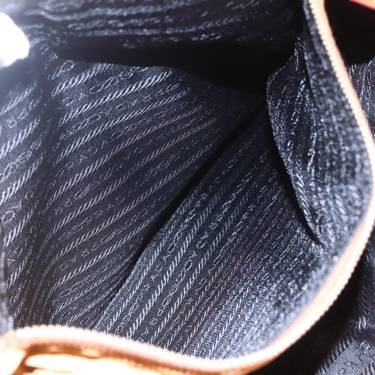 PRADA Chain Shoulder Bag Nylon Orange Gold Auth bs31177