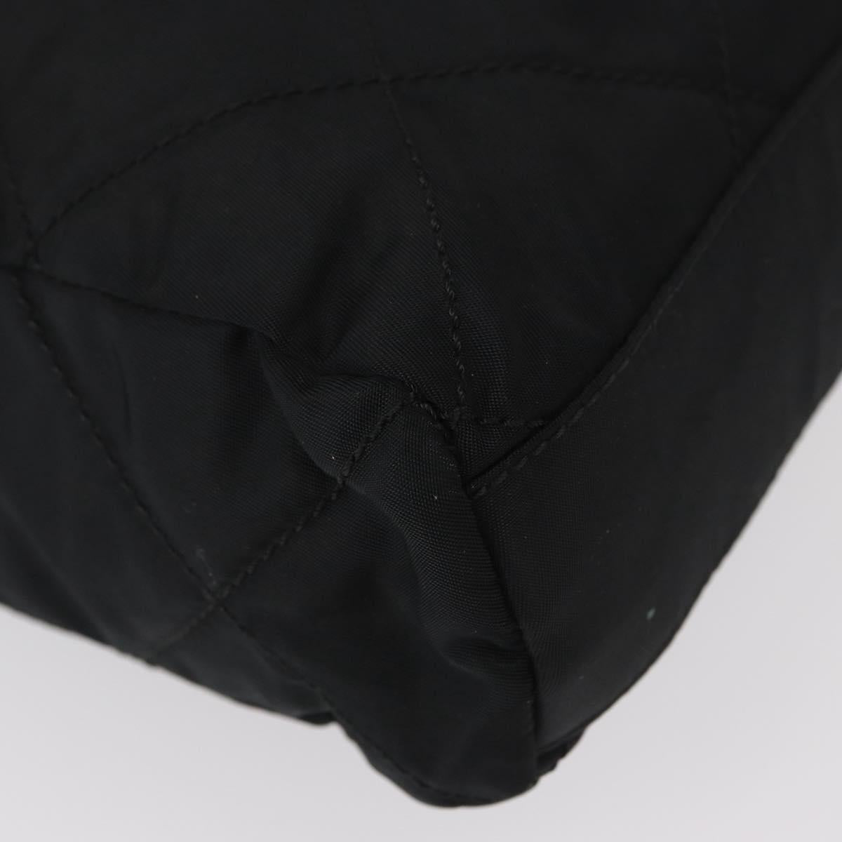 PRADA Chain Shoulder Bag Nylon Black Gold Auth bs31178