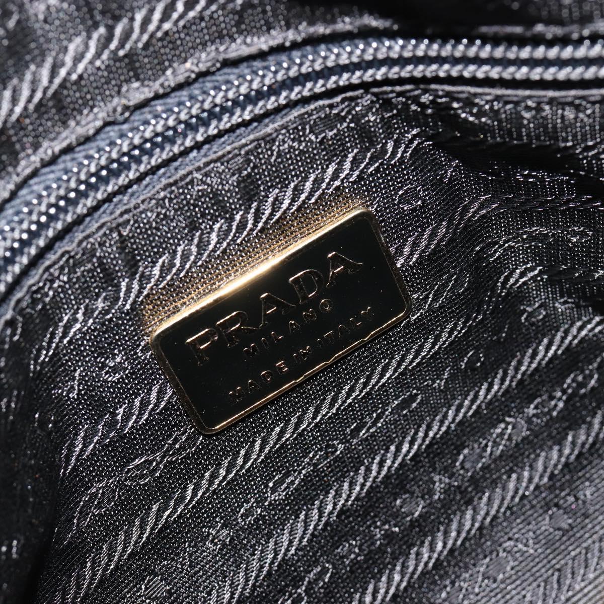 PRADA Chain Shoulder Bag Nylon Black Gold Auth bs31178