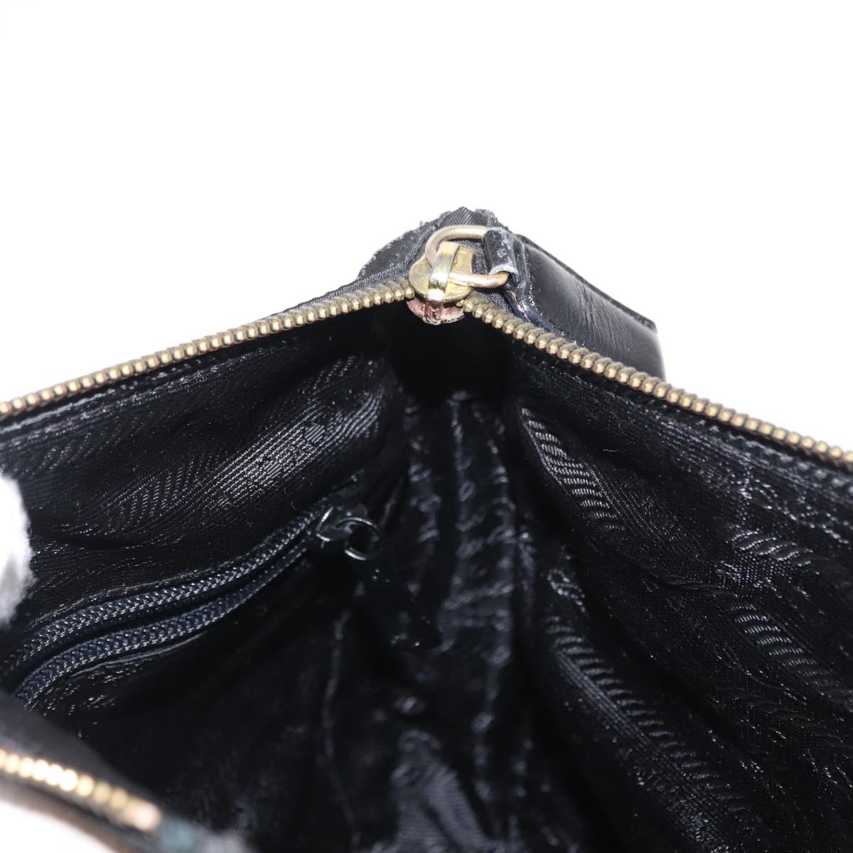 PRADA Chain Shoulder Bag Nylon Black Gold Auth bs31178
