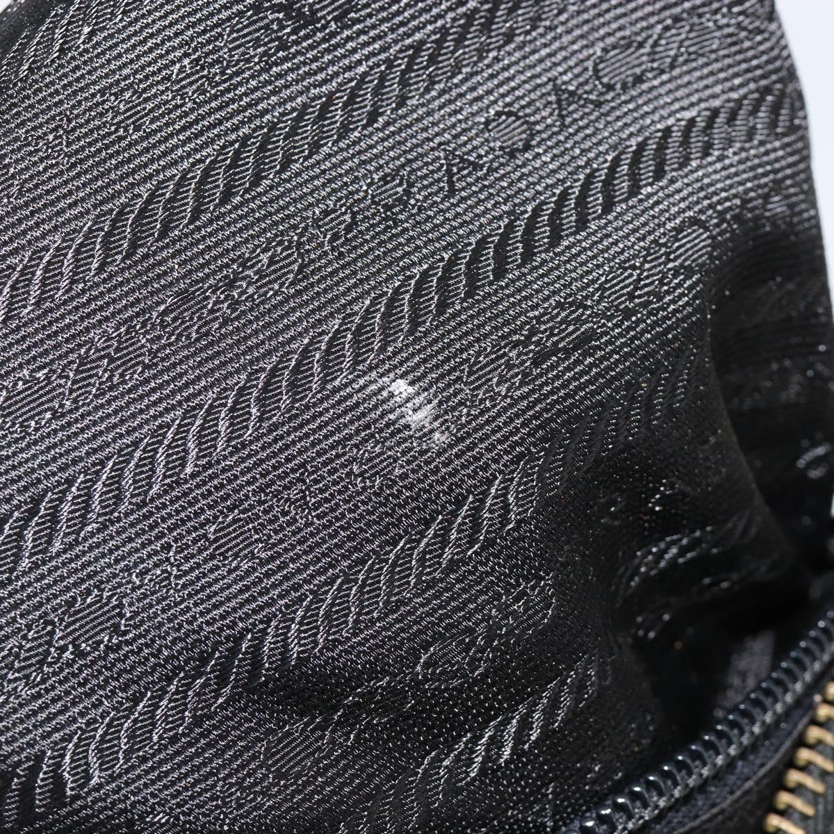 PRADA Chain Shoulder Bag Nylon Black Gold Auth bs31178