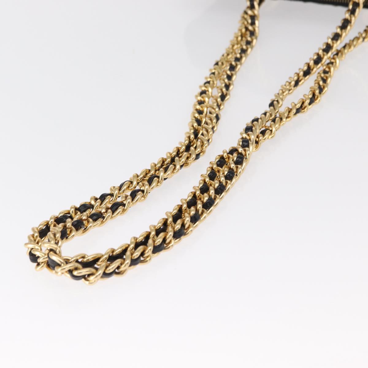 PRADA Chain Shoulder Bag Nylon Black Gold Auth bs31178