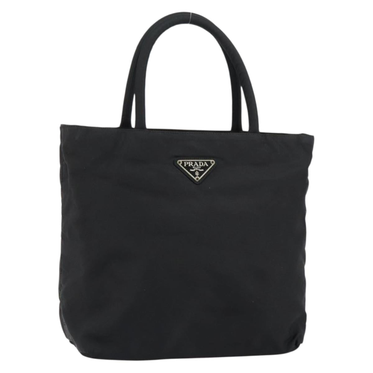PRADA Hand Bag Nylon Black Silver Auth bs31179