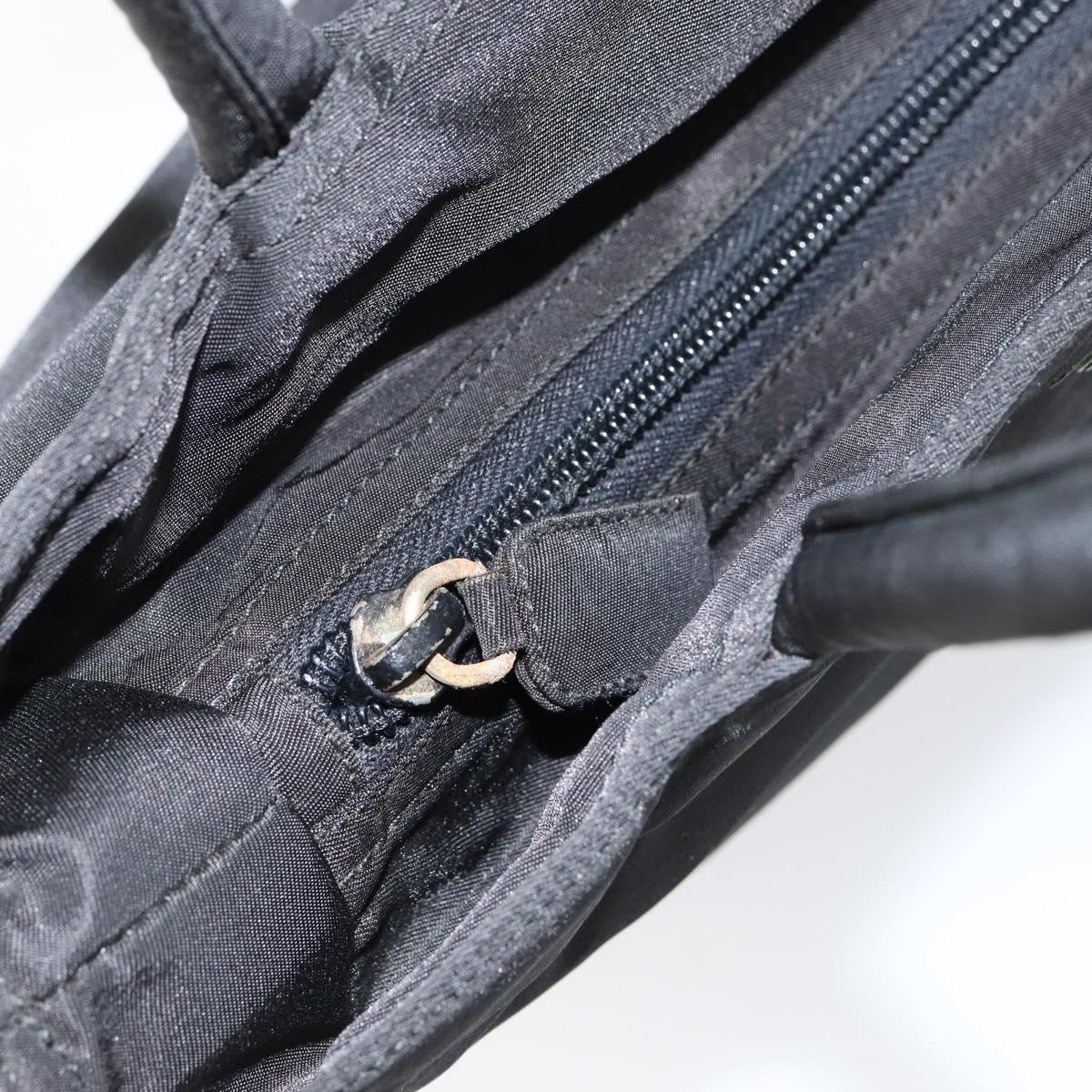 PRADA Hand Bag Nylon Black Silver Auth bs31179