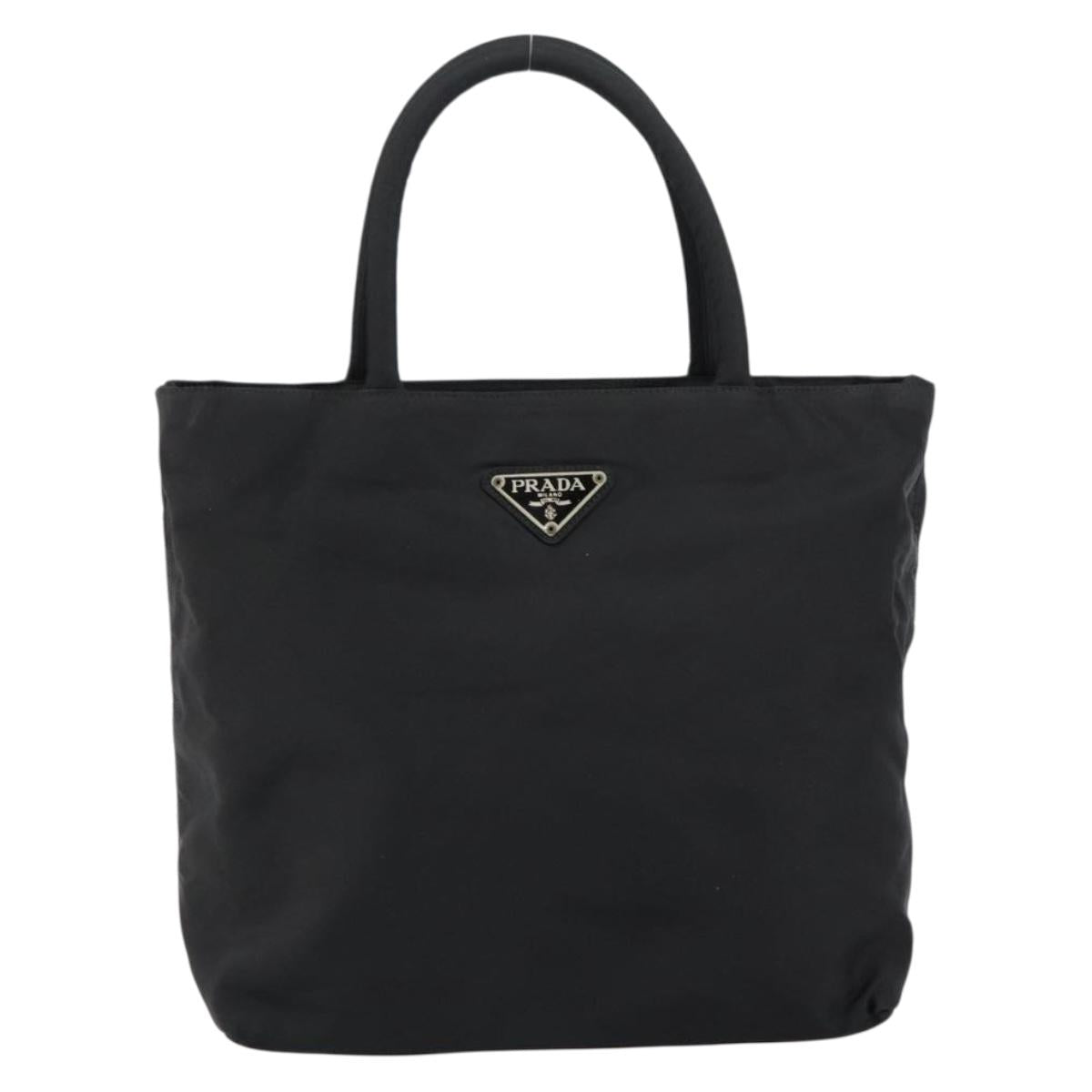 PRADA Hand Bag Nylon Black Silver Auth bs31179
