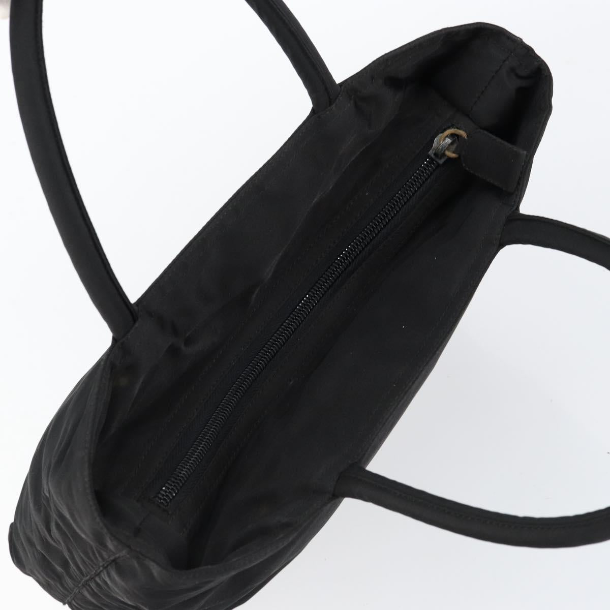 PRADA Hand Bag Nylon Black Silver Auth bs31179
