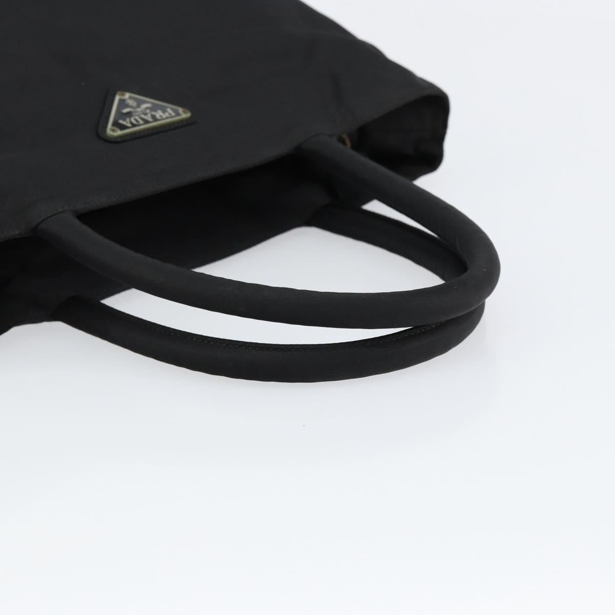 PRADA Hand Bag Nylon Black Silver Auth bs31179