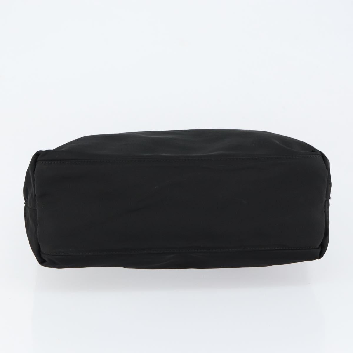 PRADA Hand Bag Nylon Black Silver Auth bs31179