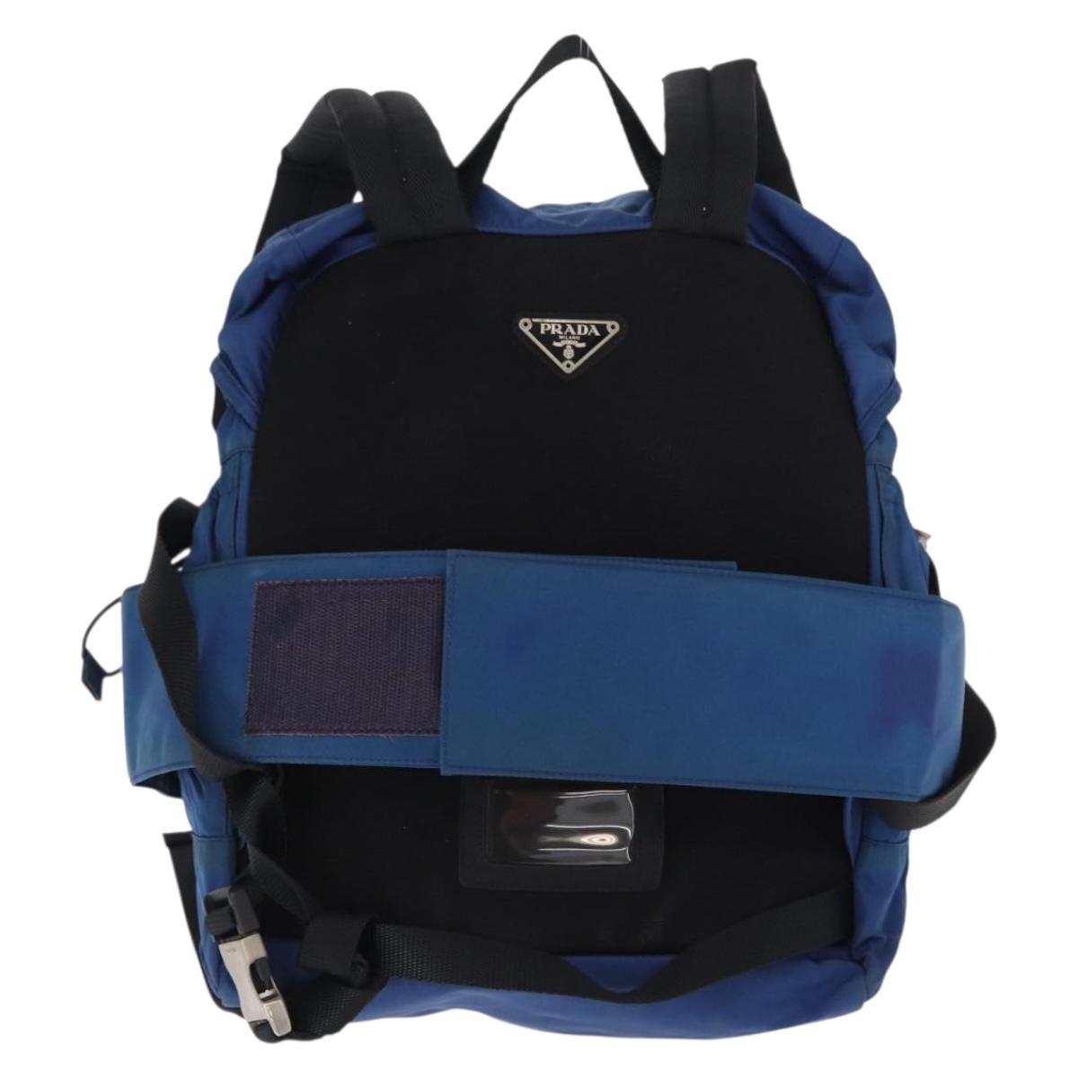PRADA Backpack Nylon Blue Silver Auth bs31181