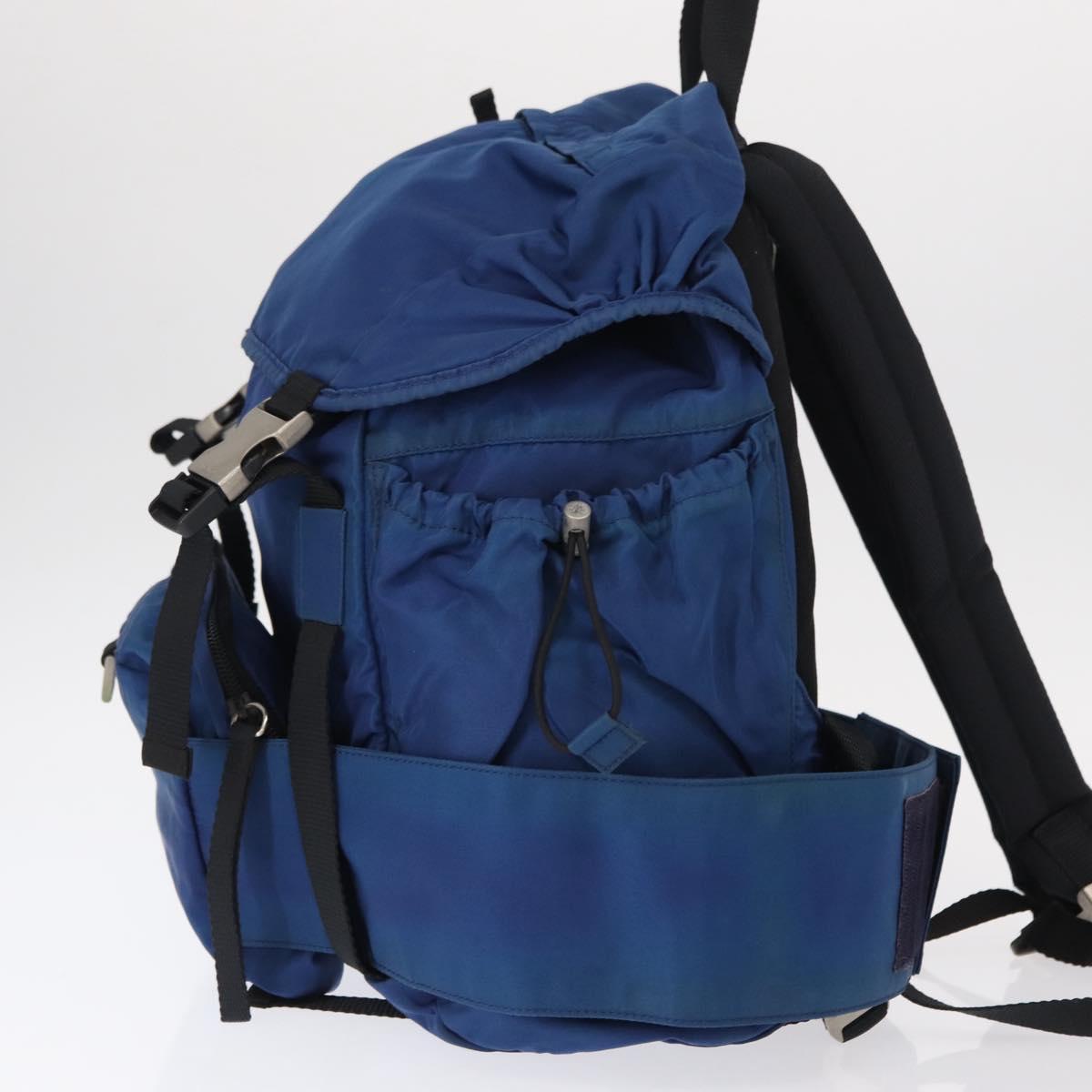 PRADA Backpack Nylon Blue Silver Auth bs31181