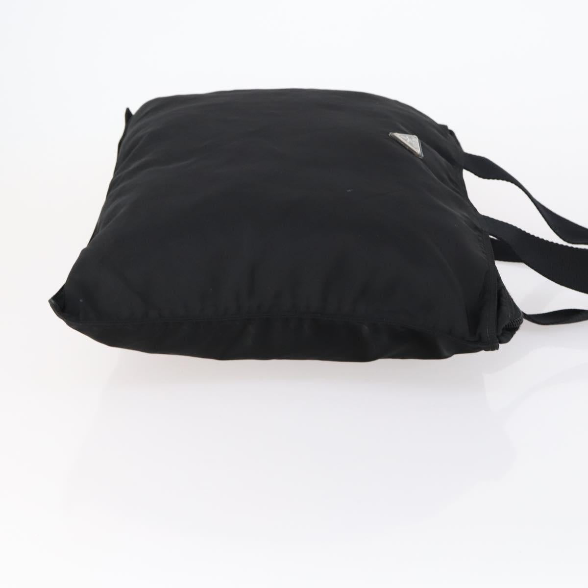 PRADA Tote Bag Nylon Black Silver Auth bs31182