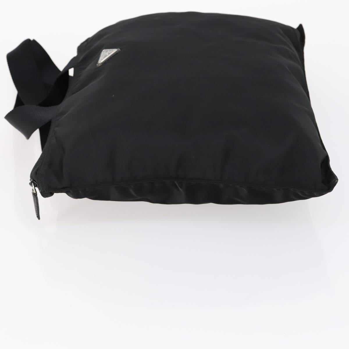 PRADA Tote Bag Nylon Black Silver Auth bs31182