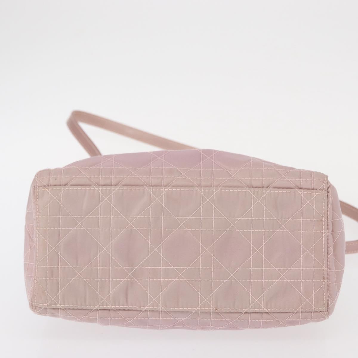 Christian Dior Canage Hand Bag Nylon 2way Pink Silver Auth bs31183