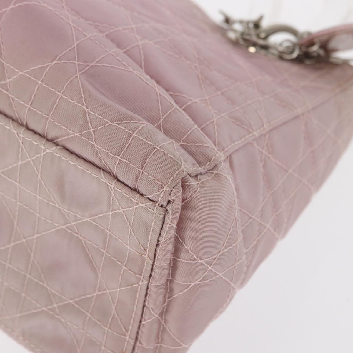 Christian Dior Canage Hand Bag Nylon 2way Pink Silver Auth bs31183